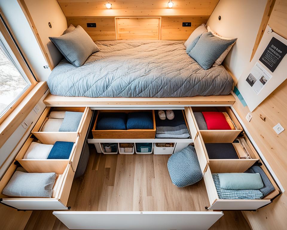 under-bed storage in a tiny home