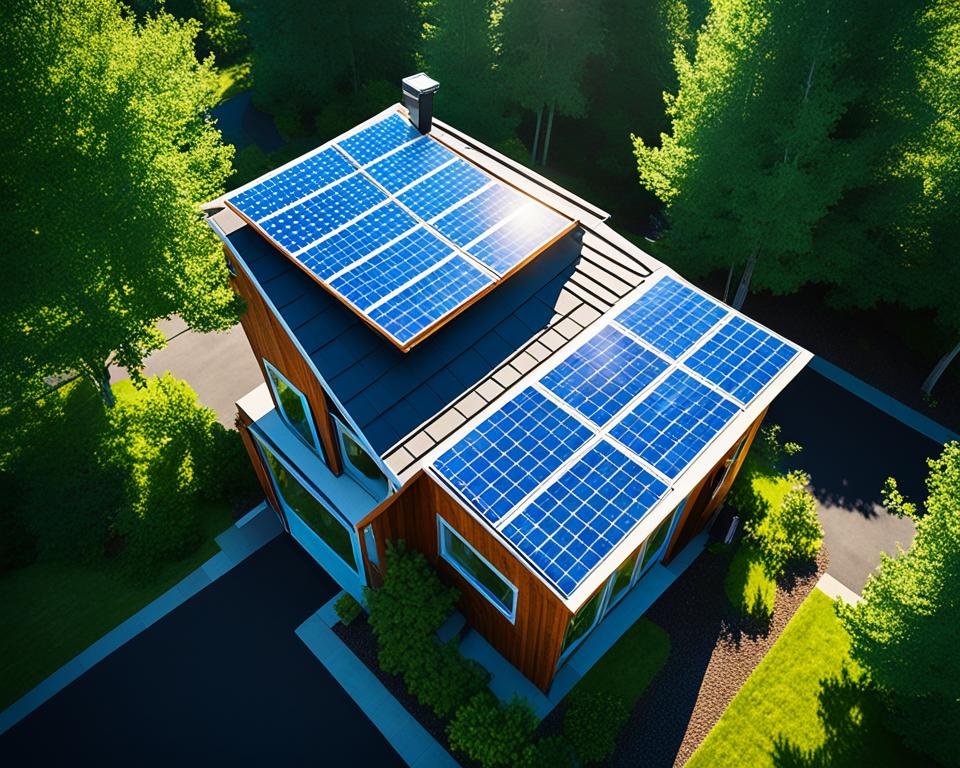 Tiny house with solar panels