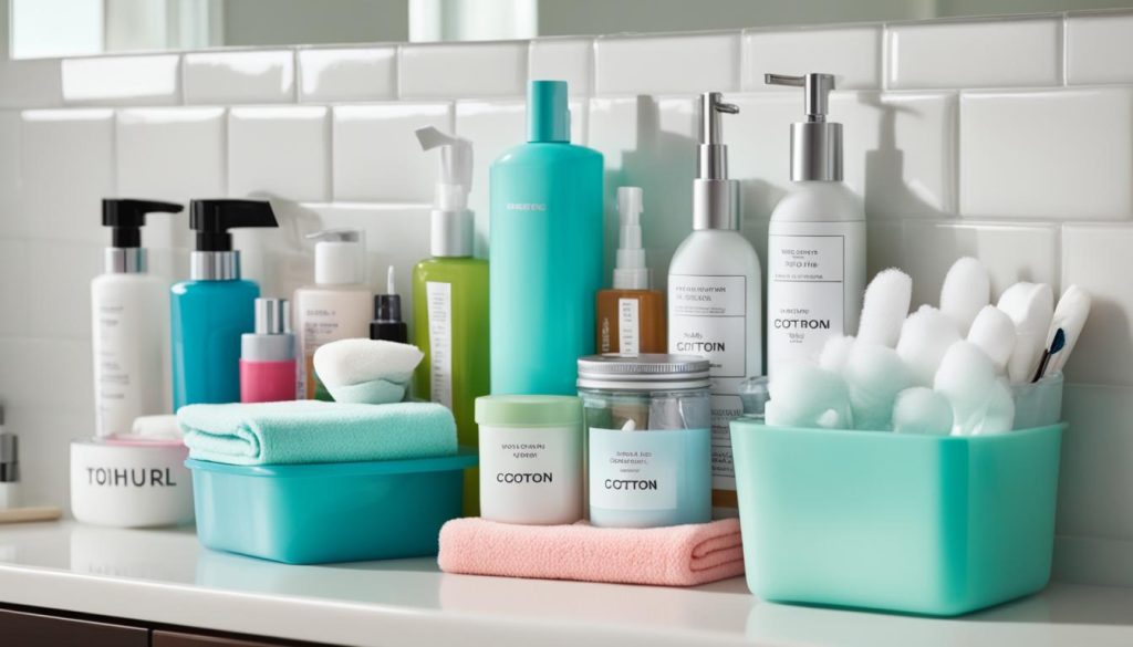 Plastic containers for bathroom storage