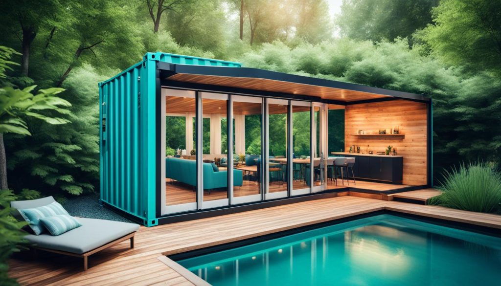 shipping container pool house