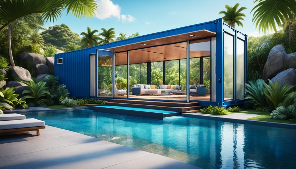 shipping container pool house