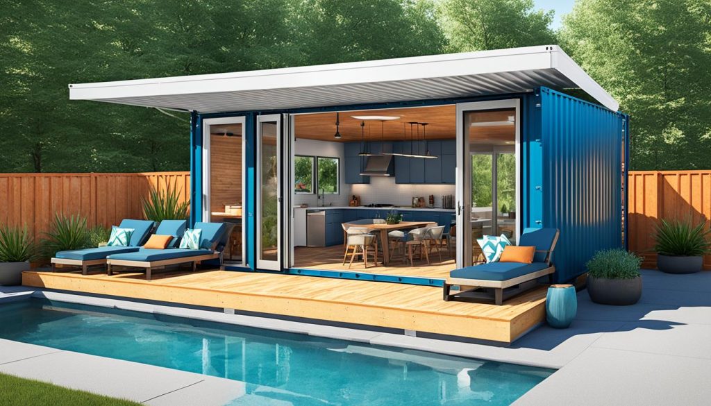 shipping container pool house