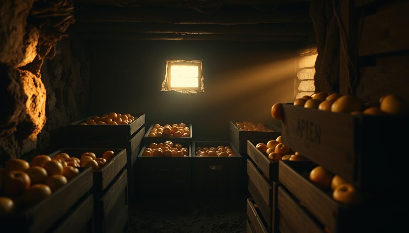 Storing apples in a root cellar